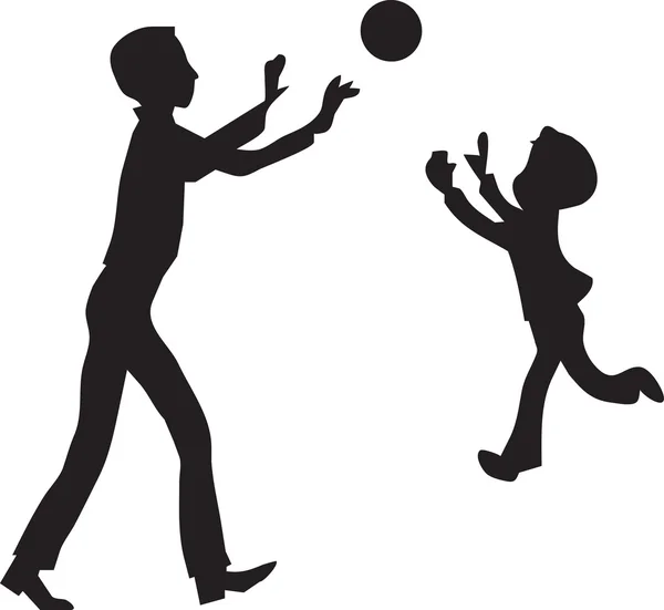 Fia az apja játszani labdát — Stock Vector