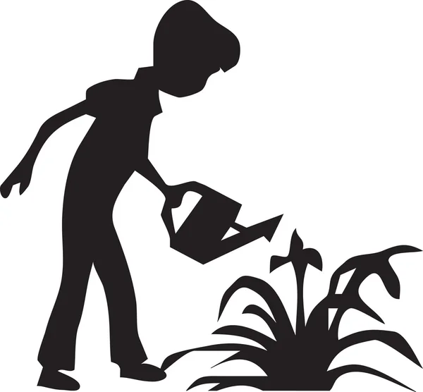 Boy watering the flowers — Stock Vector