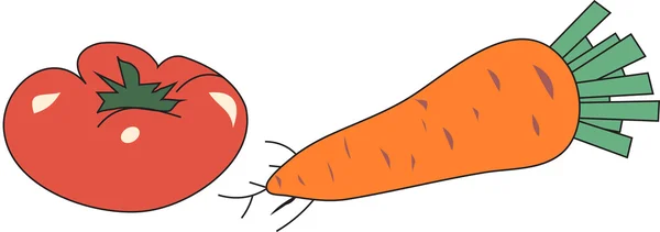 Piros paradicsom és a sárgarépa narancssárga — Stock Vector