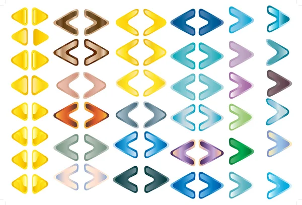 Conjunto de flechas en diferentes variaciones de color — Vector de stock