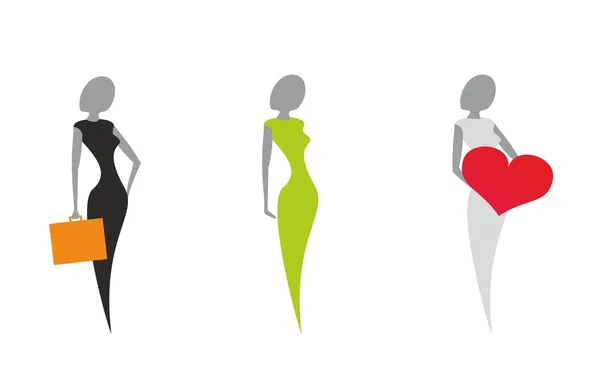Stilisierte Silhouetten von Frauen. Symbolsatz — Stockvektor
