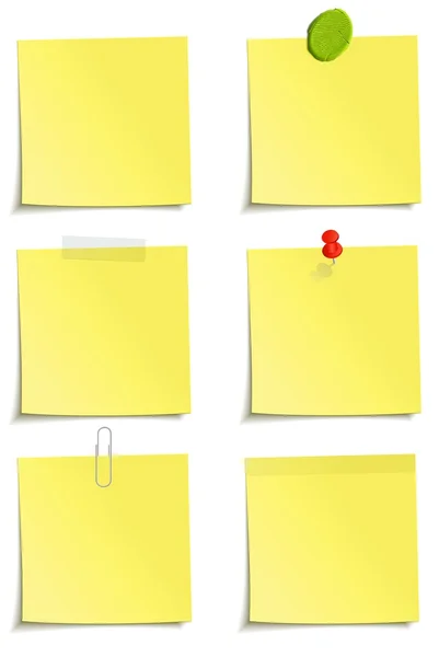 Ensemble de notes jaunes — Image vectorielle