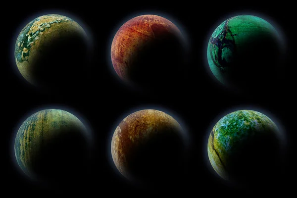 Planètes dans l'espace sombre profond. Illustration abstraite de l'univers . — Photo
