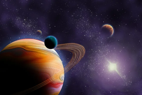 Planets in deep dark space. Abstract illustration of universe. — Stock Photo, Image