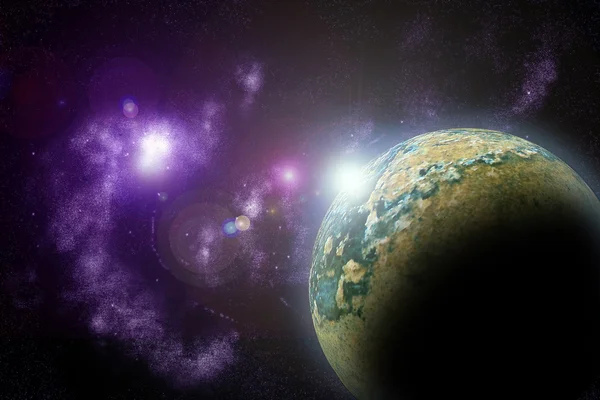 Πλανήτες σε βαθιά σκοτεινό χώρο. αφηρημένη εικόνα του σύμπαντος. — Φωτογραφία Αρχείου