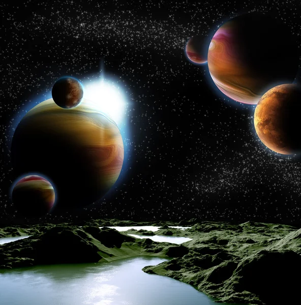 Immagine astratta di un pianeta con acqua. Trovare nuove fonti e tecnologia — Foto Stock