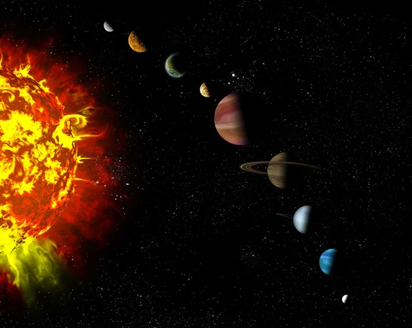 Diagrama ilustrado que muestra el orden de los planetas en nuestra pantalla solar —  Fotos de Stock