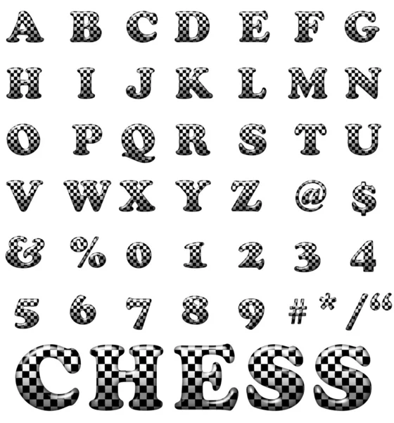 Esclusive lettere di raccolta con scacchi quadrati su backgrou bianco — Foto Stock