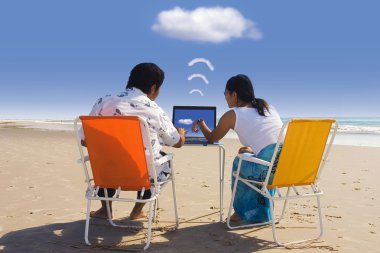 Business meeting at beach clipart