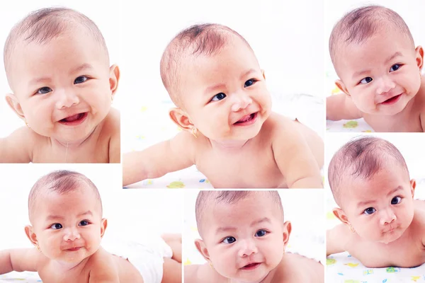 Collage av olika baby uttryck bilder — Stock fotografie