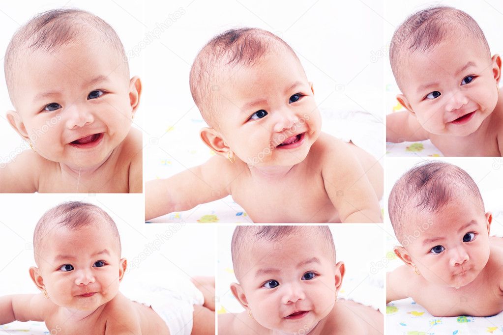 Collage of different baby expression photos