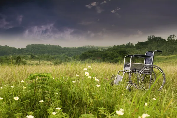 Pusty wózek inwalidzki w przyrodzie — Zdjęcie stockowe