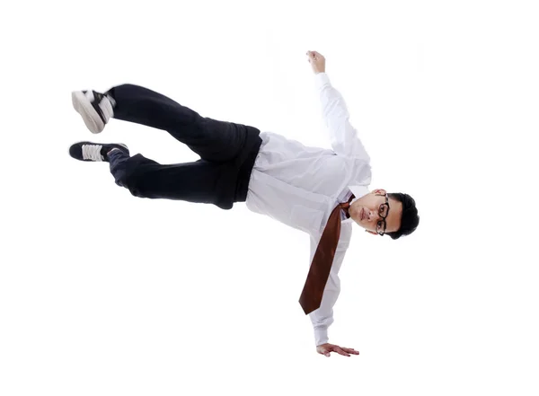 Asiático empresario acrobat aislado en blanco —  Fotos de Stock
