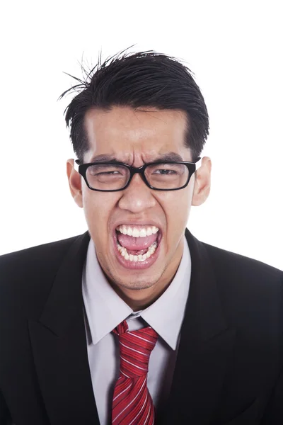 Empresario enojado con gafas — Foto de Stock