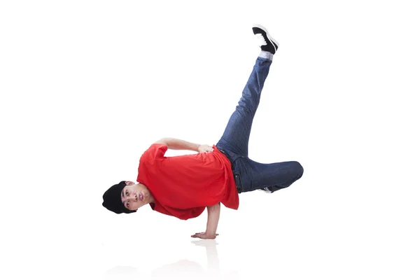 Asian guy breakdancing isolated on white — Stock Photo, Image