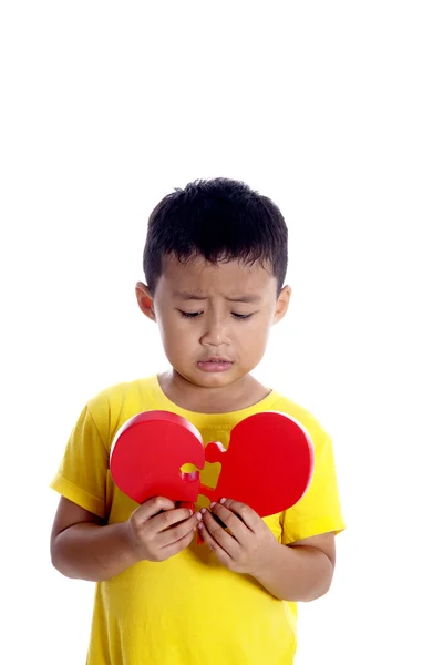 Θλιβερή αγόρι με σπασμένη καρδιά — Φωτογραφία Αρχείου