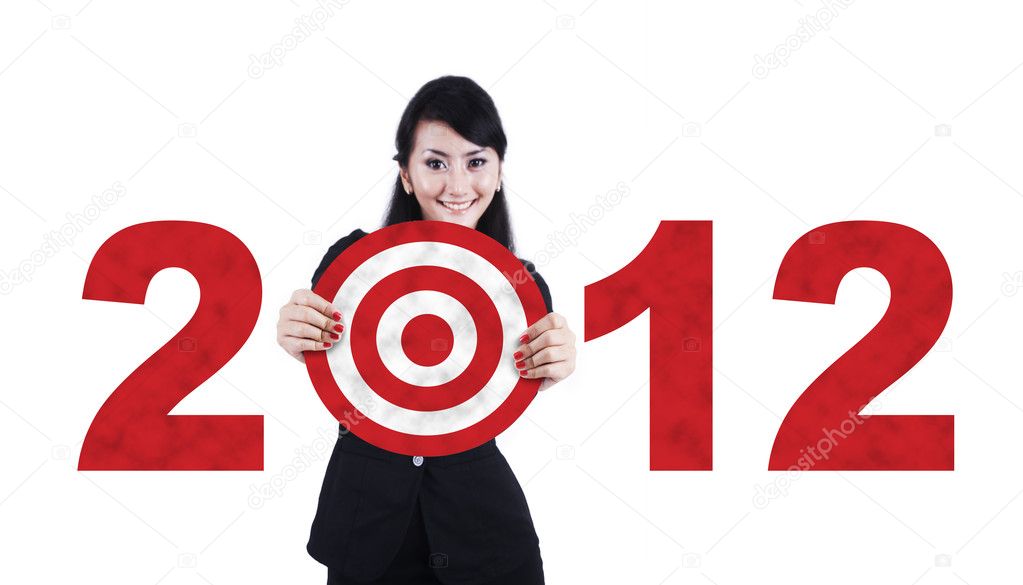 Asian business woman with 2012 business target