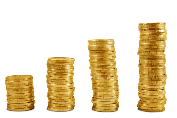 Opwaartse trend gouden munten — Stockfoto