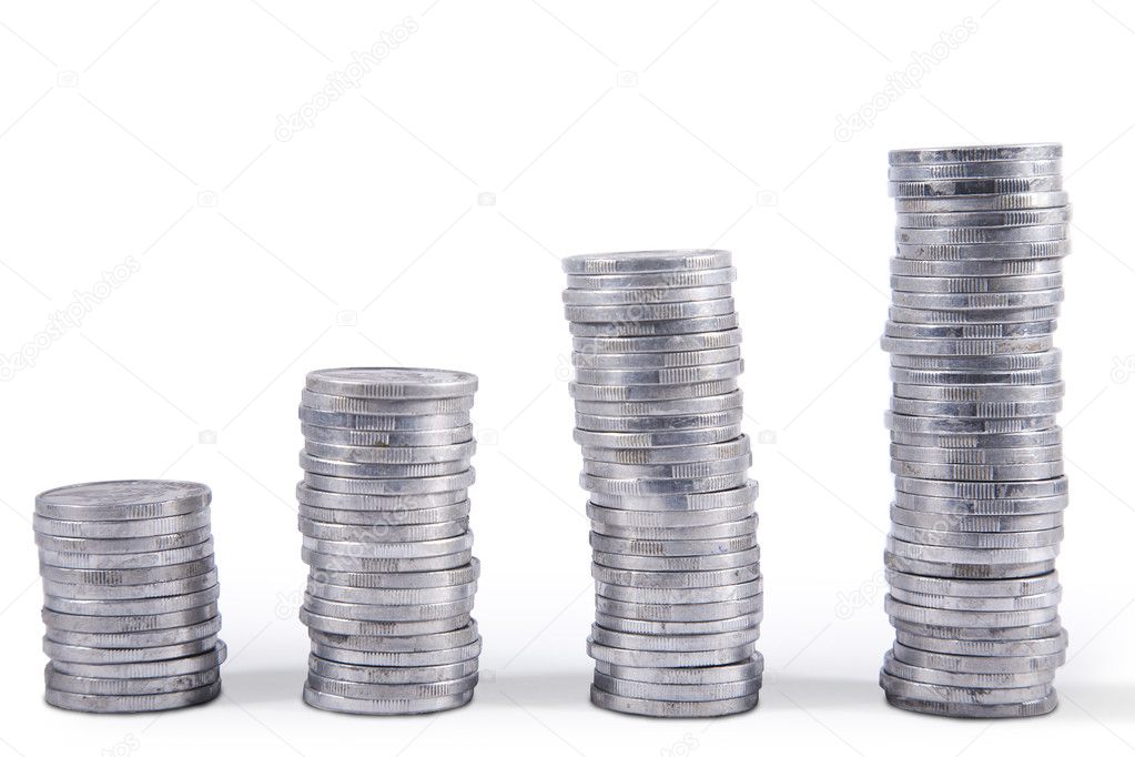 Stacks of silver coins
