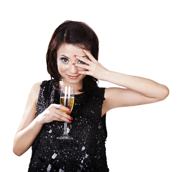 Asiatisk kvinna med ett glas champagne — Stockfoto