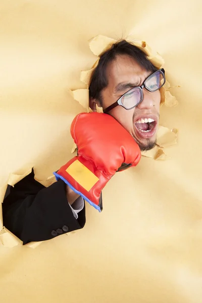 Affärsman blir punch i ansiktet — Stockfoto