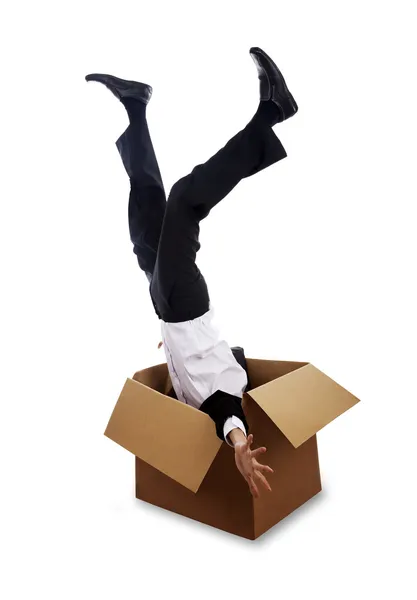 Mann stürzt in Kiste — Stockfoto