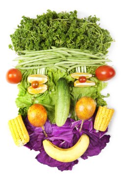 Face made of fruits and vegetables clipart