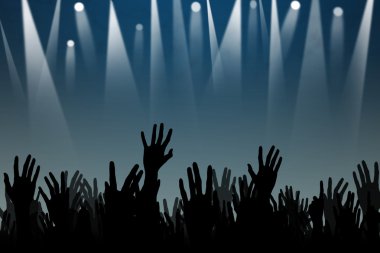 Hands up silhouettes at a concert clipart