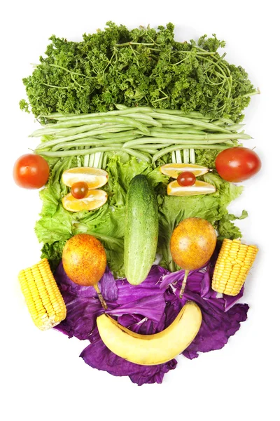 Viso fatto di frutta e verdura — Foto Stock