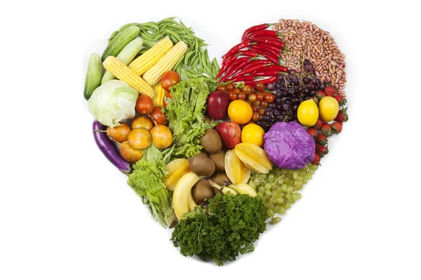 Coeur de fruits et légumes — Photo