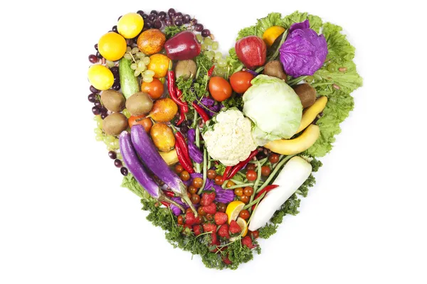 Coeur composé de fruits et légumes — Photo