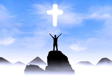 Christian background: Man worshiping God clipart