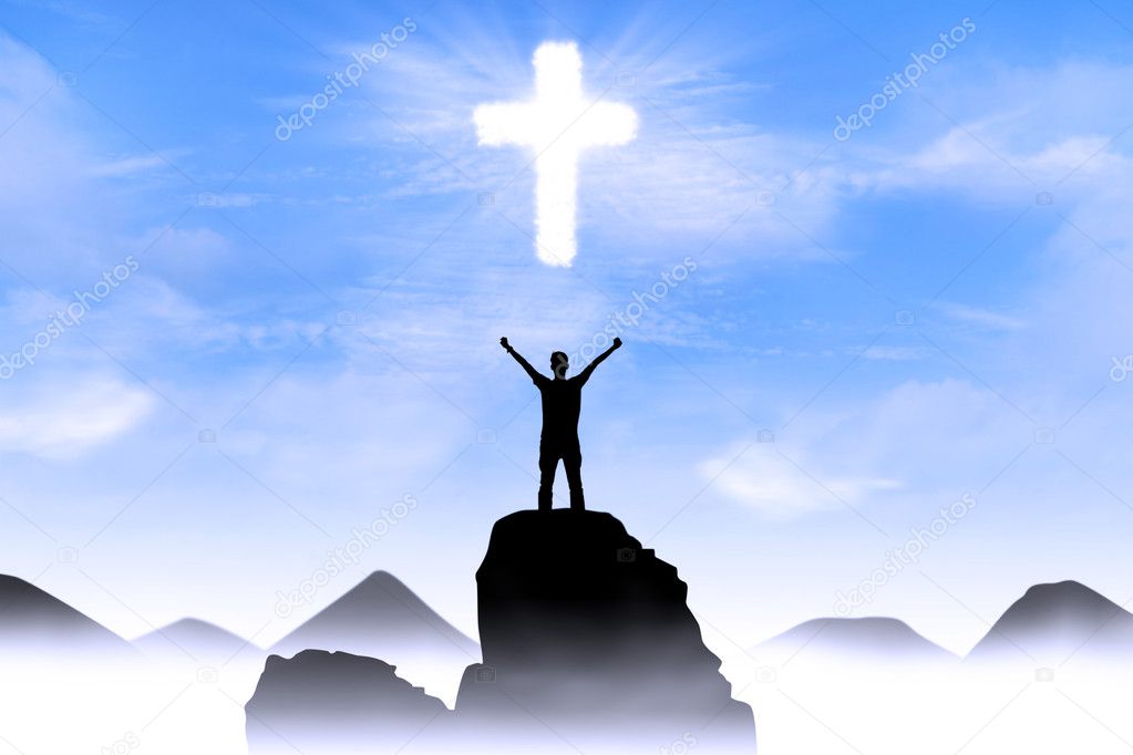 Christian background: Man worshiping God
