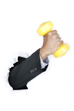 Hand lifting dumbbell clipart