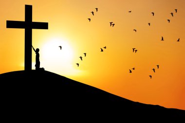 Man worship the cross clipart