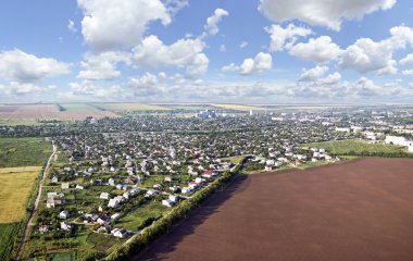 City with a bird's eye view clipart