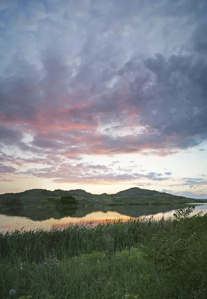 stock image Mountain landscape, sunset