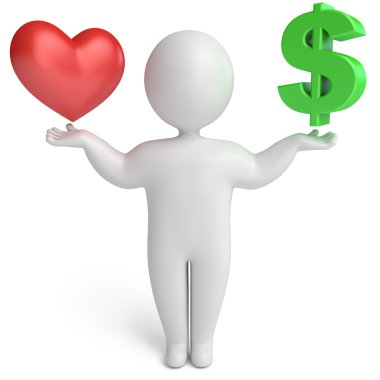 Choice between love and money clipart