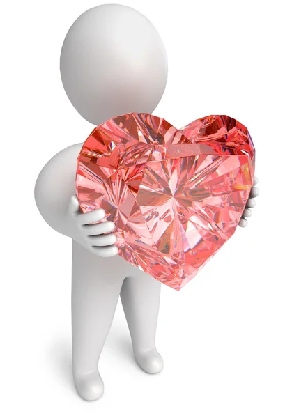 Diamond heart in hand — Stock Photo, Image