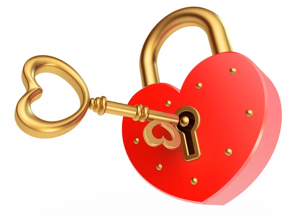 Key opens the padlock — Stock Photo, Image