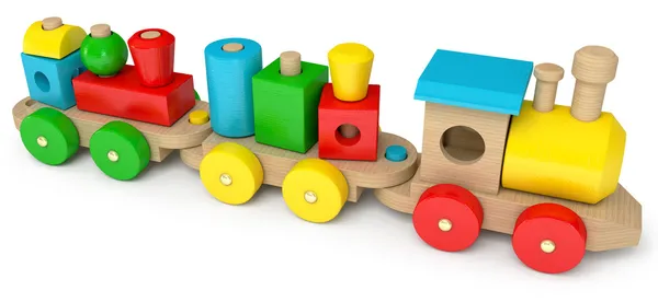 Дерев'яні іграшки поїзда — стокове фото