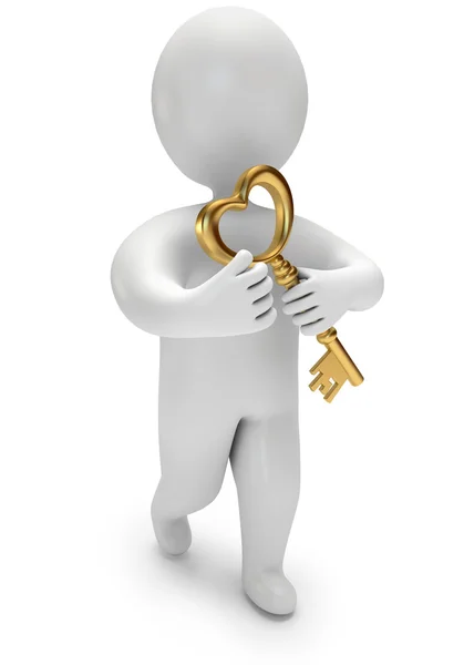 Person holds the golden key — Stock Photo, Image