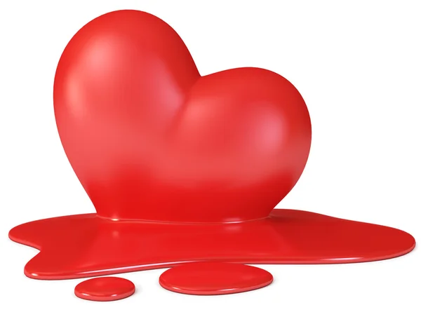 Červené srdce tání — Stock fotografie