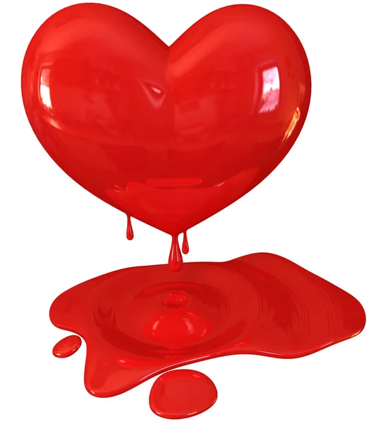 Coração vermelho derretendo — Fotografia de Stock