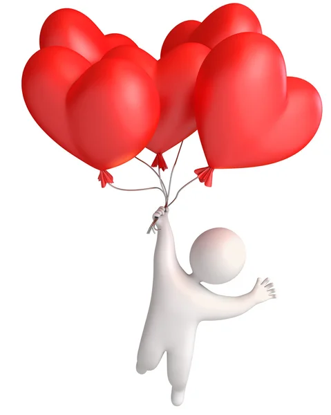 Воздушный шар в форме сердца. Держа шар — стоковое фото