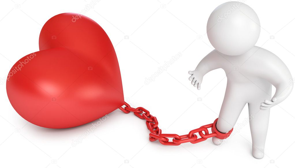 Man chained to the heart, love prisoner, marriage