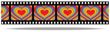 Film with psychedelic heart in frames clipart