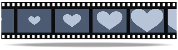 Film med gråskala hjärta i ramar — Stock vektor