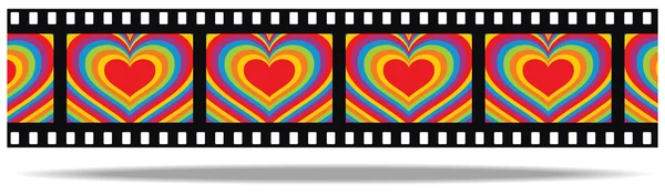 Film with psychedelic heart in frames — Stock Vector