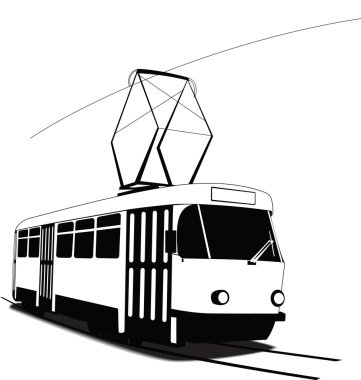 Classic Czech tramway in vector clipart